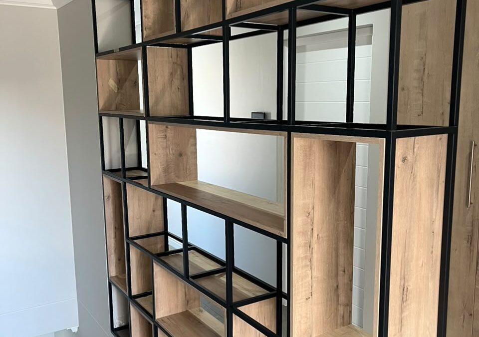 Custom Wood and Steel Bookcase – Melkbosstrand