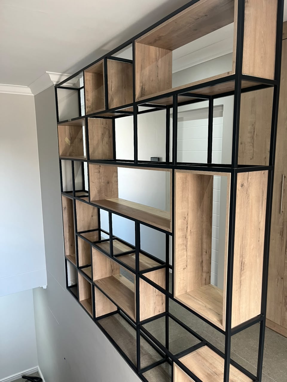Custom Wood and Steel Bookcase – Melkbosstrand
