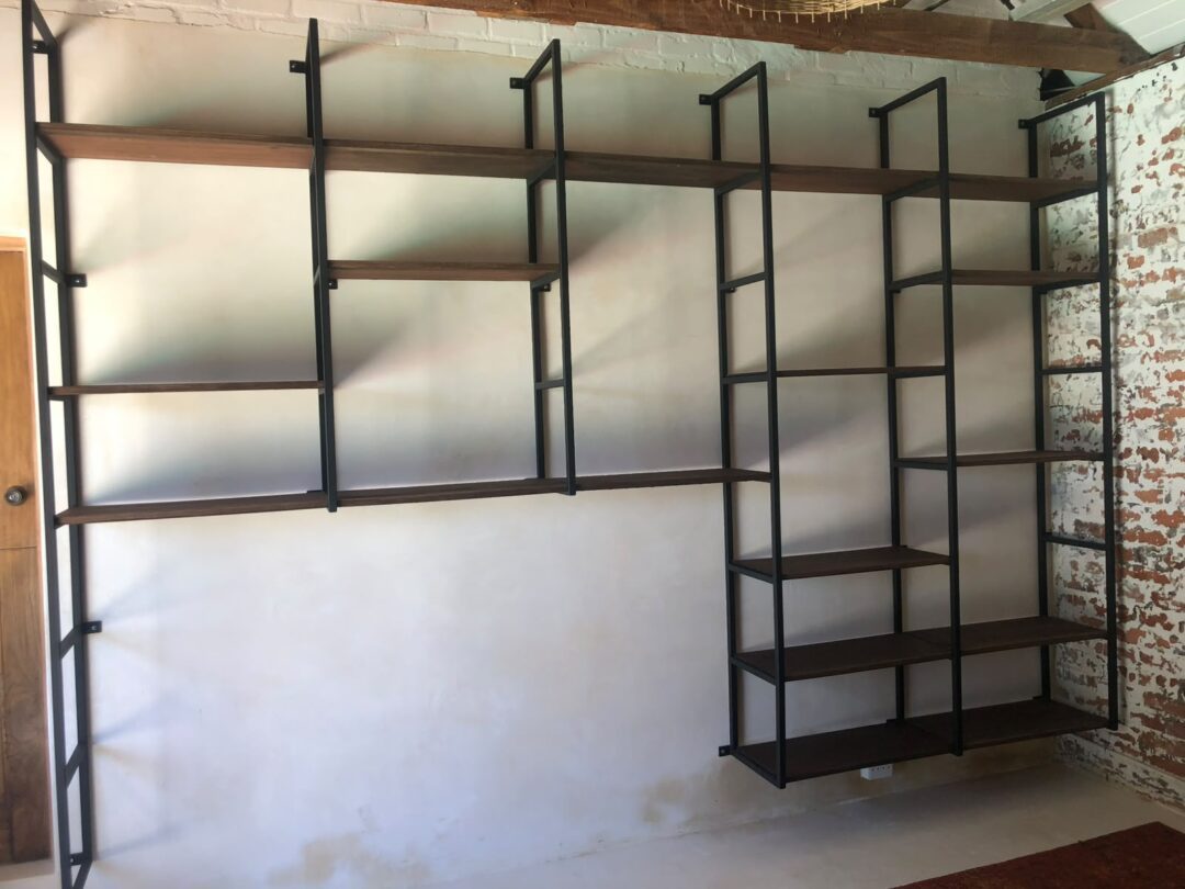 Custom Steel and Wood Studio Shelving – Panorama